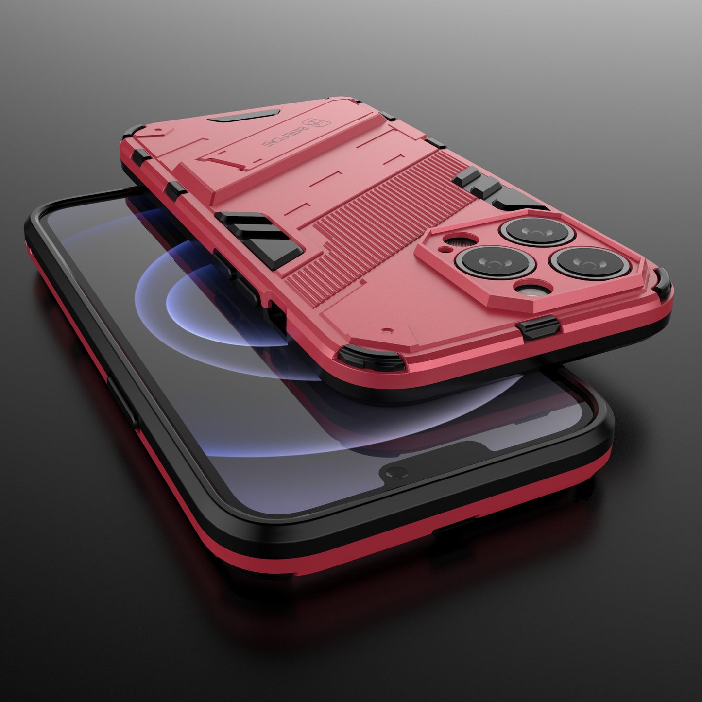 Drop Tested Kickstand Hybrid Hard PC Back Soft TPU Bumper Protective Case for iPhone 13 Pro 6.1 inch