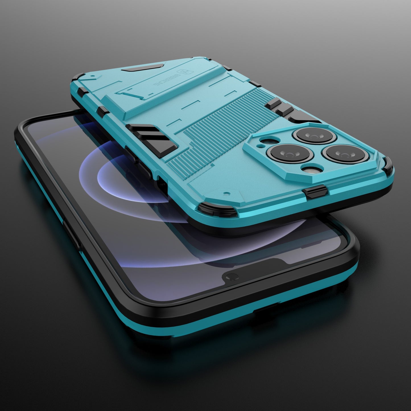 Drop Tested Kickstand Hybrid Hard PC Back Soft TPU Bumper Protective Case for iPhone 13 Pro 6.1 inch