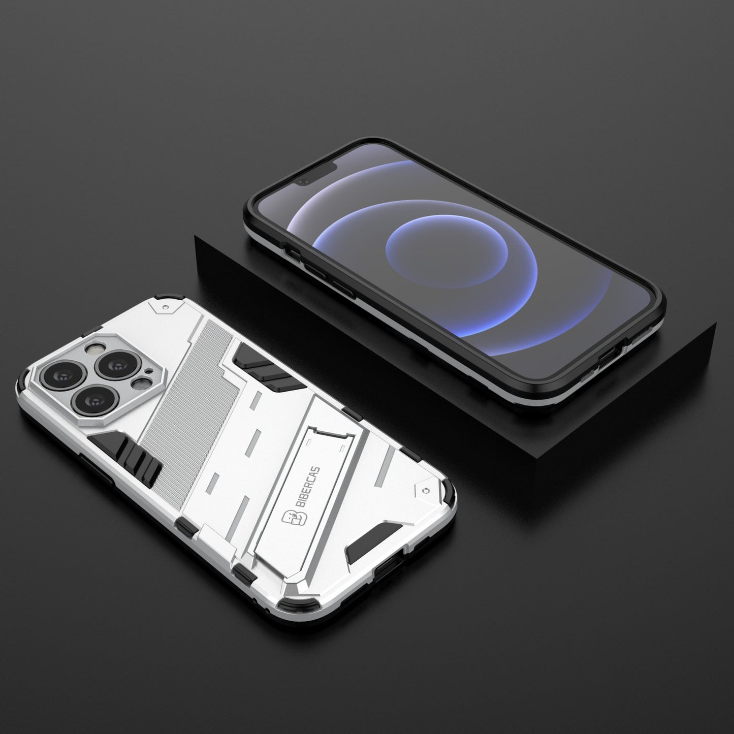 Military Grade Kickstand Hybrid Hard PC Soft TPU Shockproof Protective Case for iPhone 13 Pro Max 6.7 inch