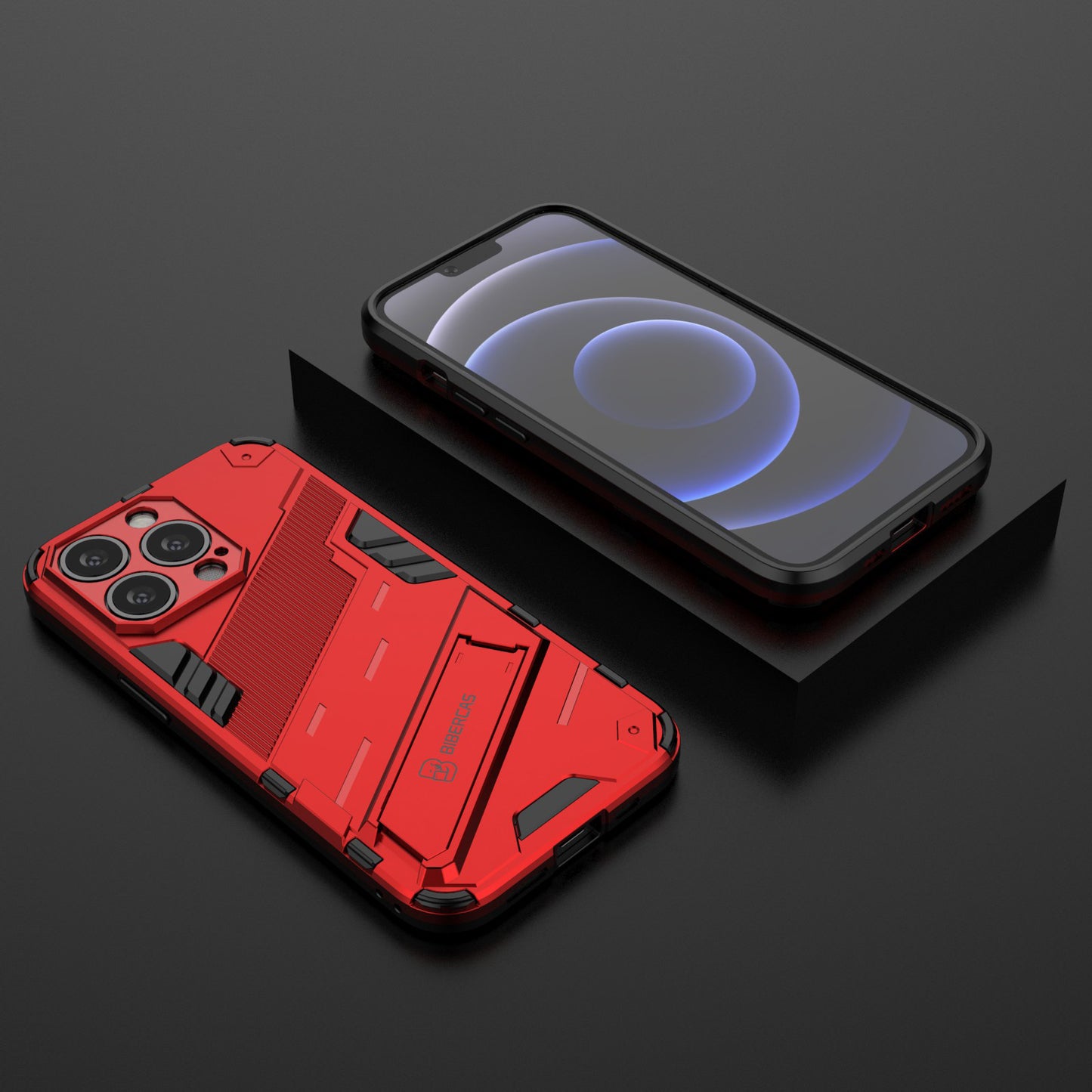 Military Grade Kickstand Hybrid Hard PC Soft TPU Shockproof Protective Case for iPhone 13 Pro Max 6.7 inch