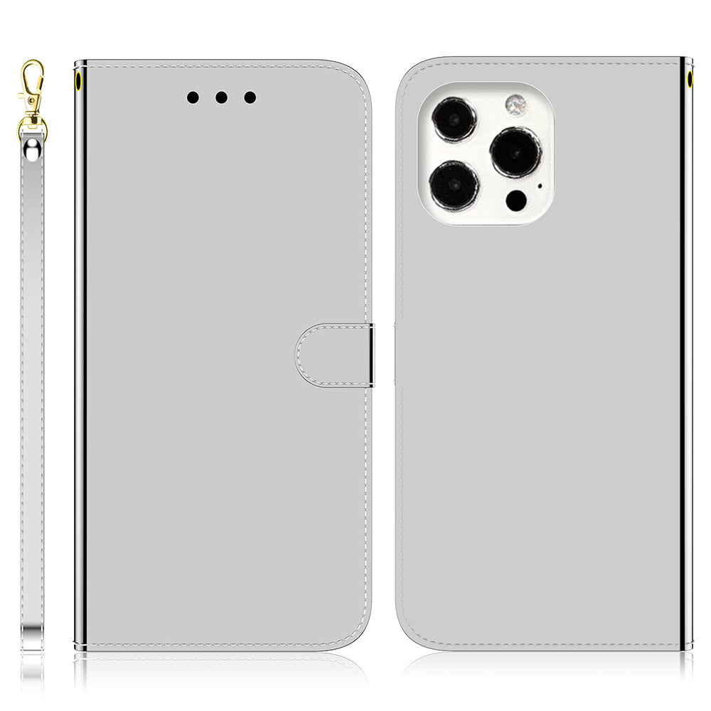 Mirror-like Surface Wallet Stand Leather Case for 	iPhone 13 Pro Max 6.7 inch