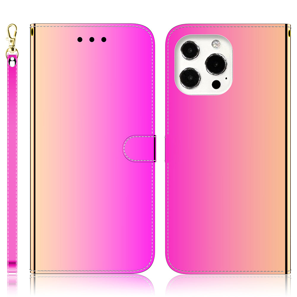 Mirror-like Surface Wallet Stand Leather Case for 	iPhone 13 Pro Max 6.7 inch