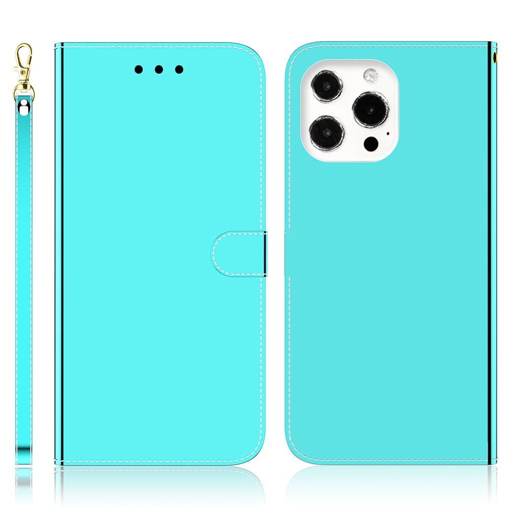 Mirror-like Surface Wallet Stand Leather Case for 	iPhone 13 Pro Max 6.7 inch