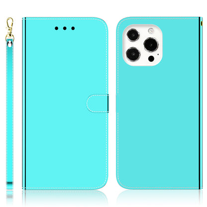 Mirror-like Surface Wallet Stand Leather Case for 	iPhone 13 Pro Max 6.7 inch