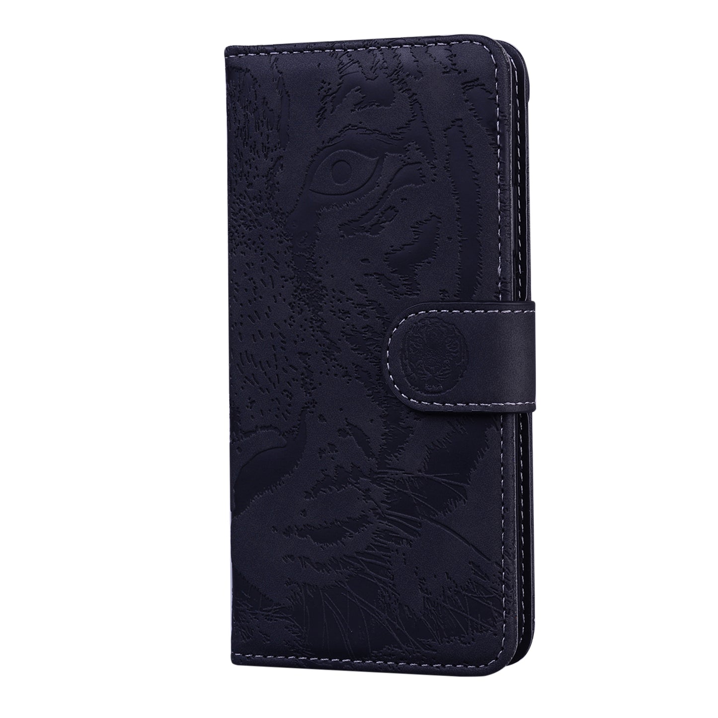 Drop-resistant Pure Color Tiger Imprint Pattern Leather Cover for iPhone 13 Pro 6.1 inch