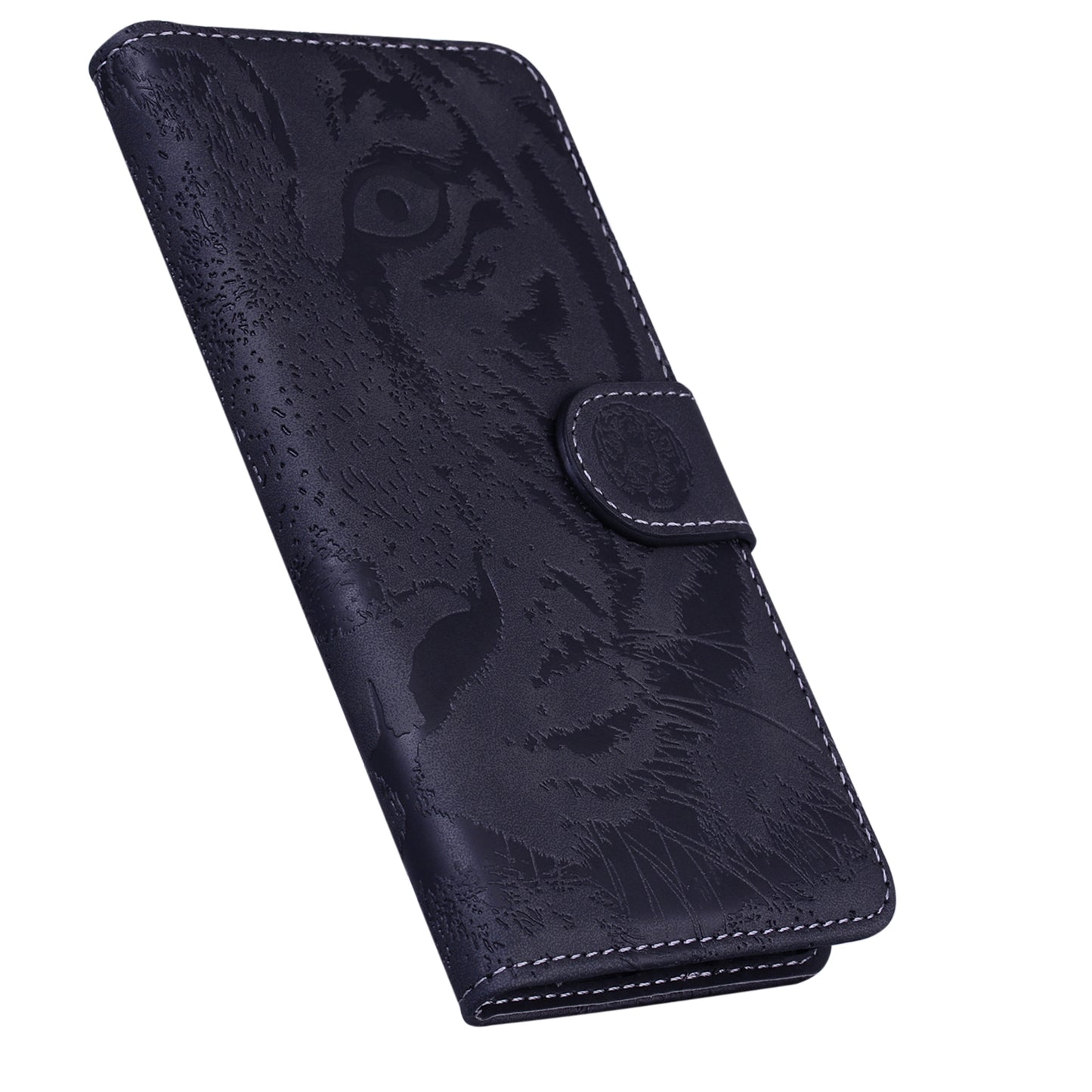 Drop-resistant Pure Color Tiger Imprint Pattern Leather Cover for iPhone 13 Pro 6.1 inch