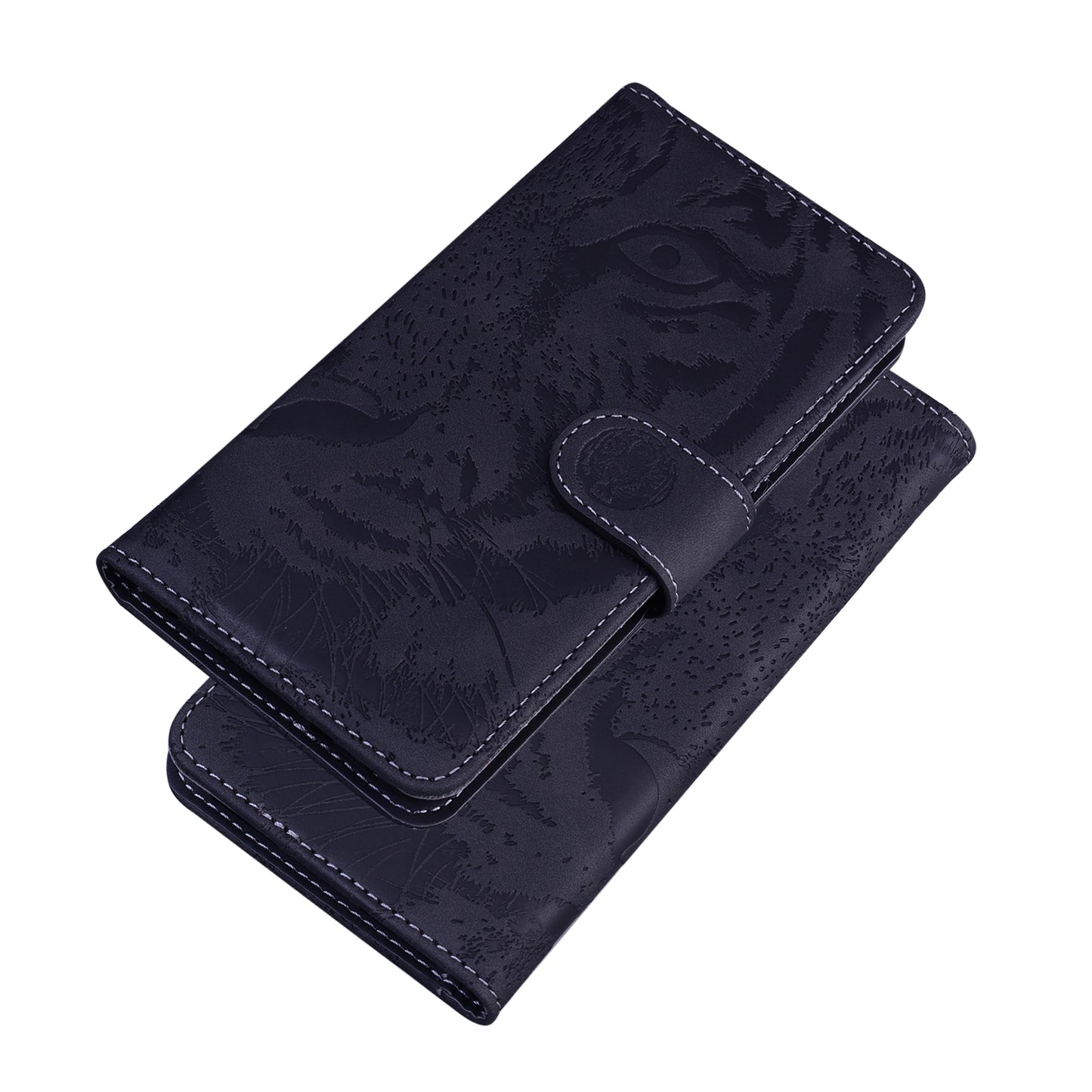 Drop-resistant Pure Color Tiger Imprint Pattern Leather Cover for iPhone 13 Pro 6.1 inch