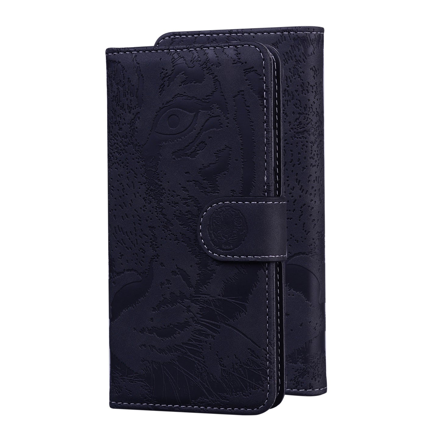 Drop-resistant Pure Color Tiger Imprint Pattern Leather Cover for iPhone 13 Pro 6.1 inch