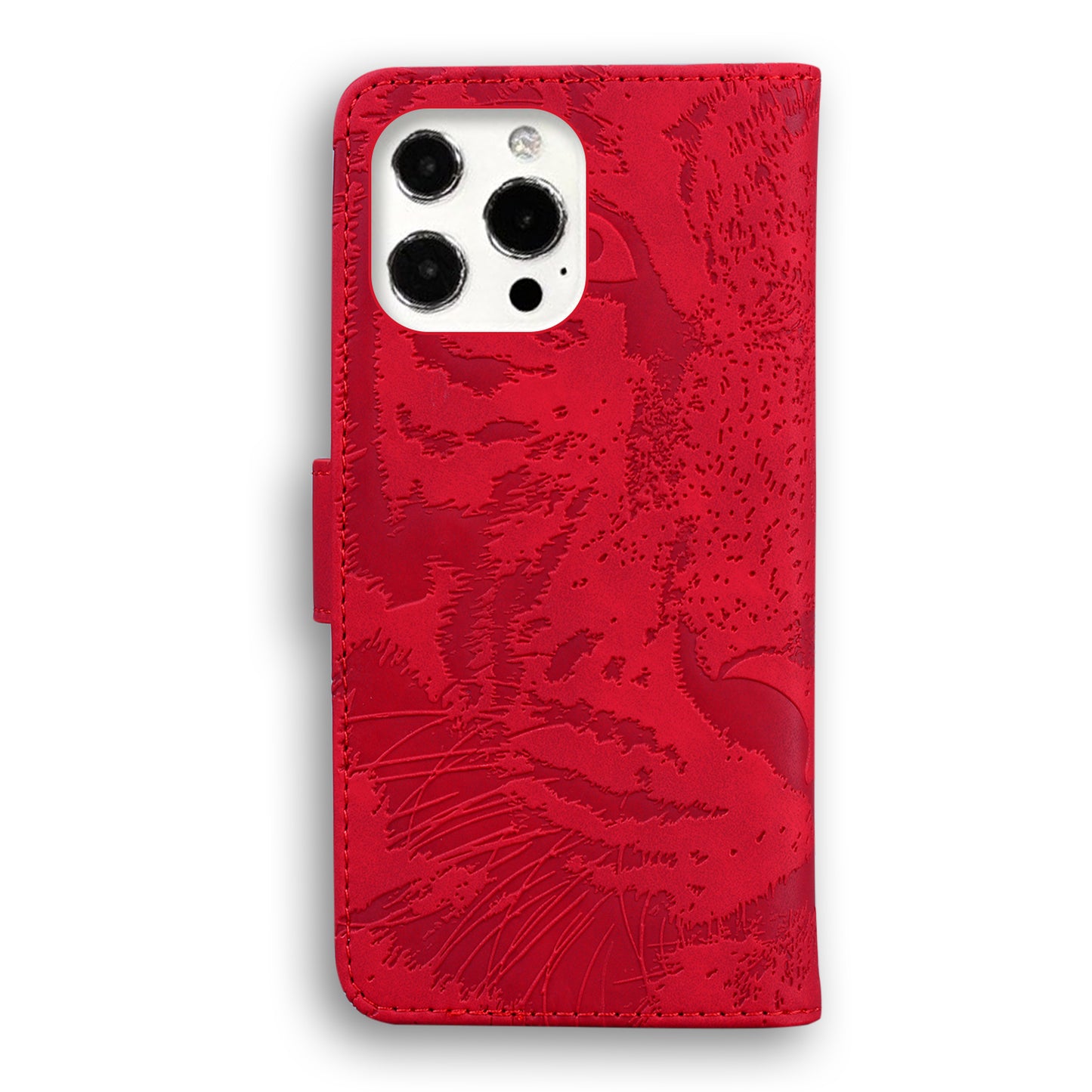 Drop-resistant Pure Color Tiger Imprint Pattern Leather Cover for iPhone 13 Pro 6.1 inch