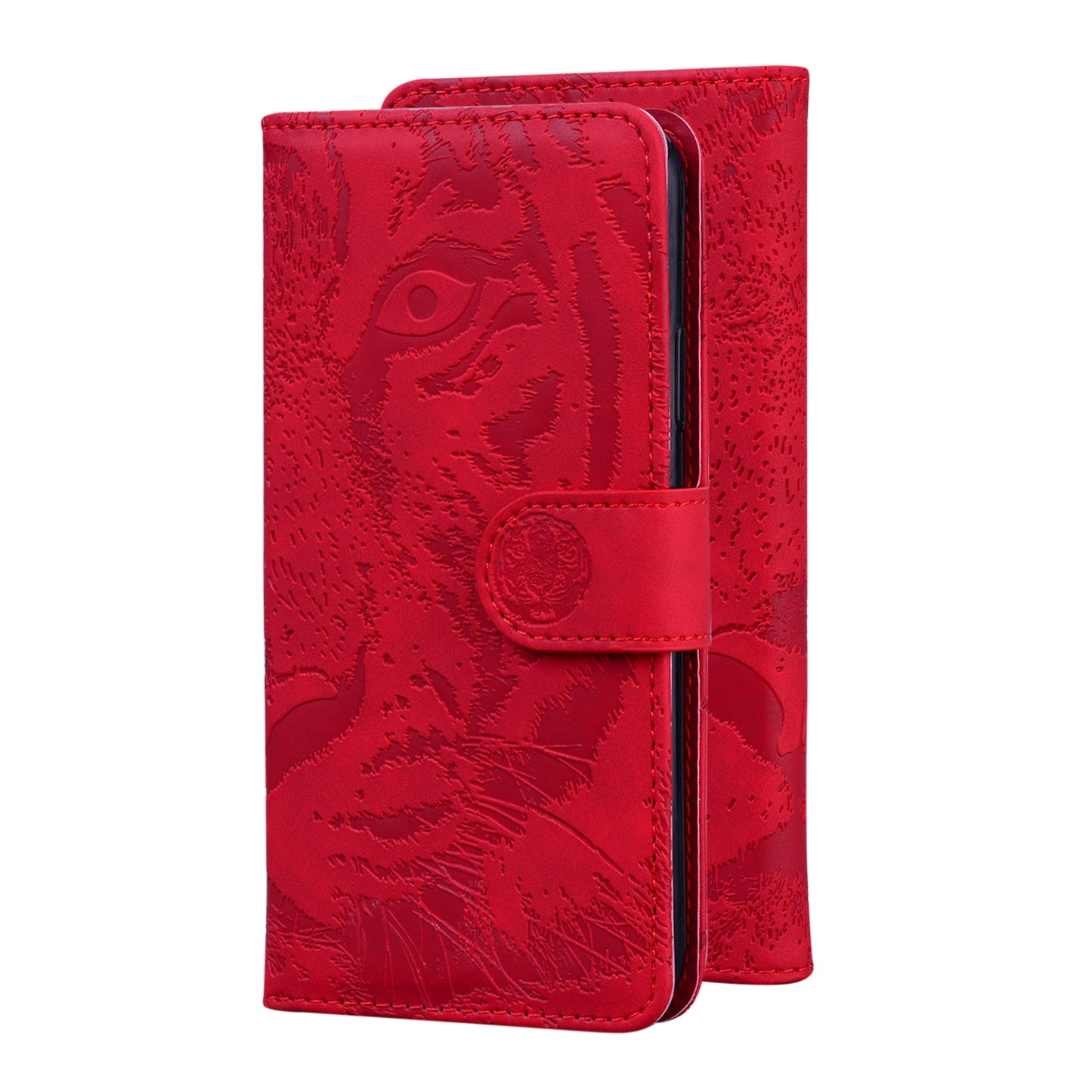 Drop-resistant Pure Color Tiger Imprint Pattern Leather Cover for iPhone 13 Pro 6.1 inch