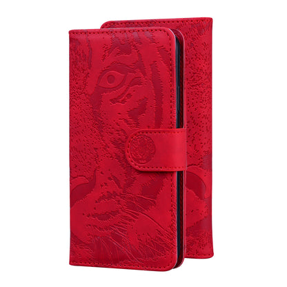 Drop-resistant Pure Color Tiger Imprint Pattern Leather Cover for iPhone 13 Pro 6.1 inch