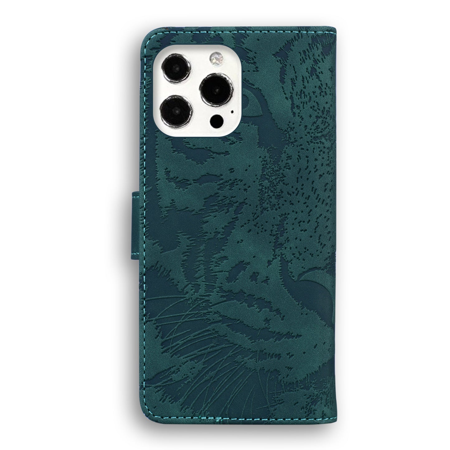 Drop-resistant Pure Color Tiger Imprint Pattern Leather Cover for iPhone 13 Pro 6.1 inch