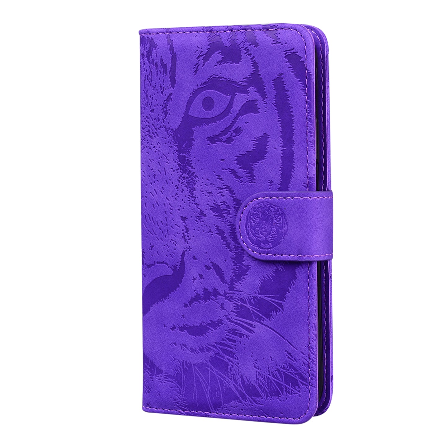 Drop-resistant Pure Color Tiger Imprint Pattern Leather Cover for iPhone 13 Pro 6.1 inch