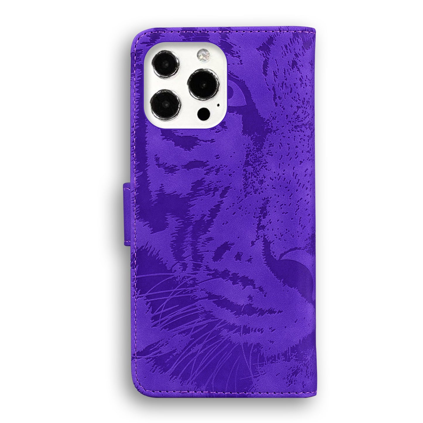 Drop-resistant Pure Color Tiger Imprint Pattern Leather Cover for iPhone 13 Pro 6.1 inch