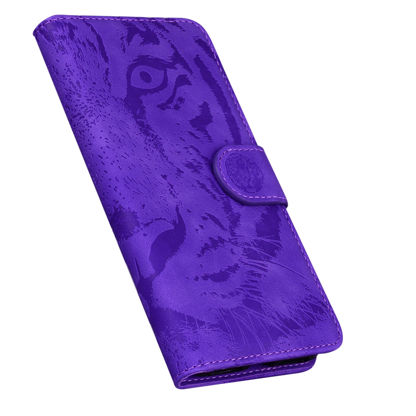 Drop-resistant Pure Color Tiger Imprint Pattern Leather Cover for iPhone 13 Pro 6.1 inch