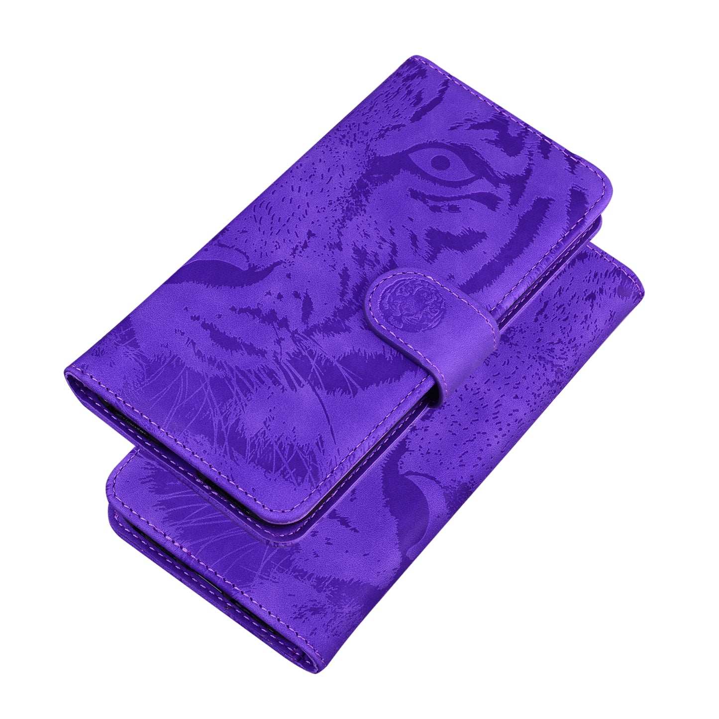 Drop-resistant Pure Color Tiger Imprint Pattern Leather Cover for iPhone 13 Pro 6.1 inch
