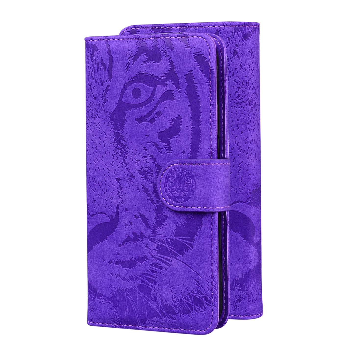 Drop-resistant Pure Color Tiger Imprint Pattern Leather Cover for iPhone 13 Pro 6.1 inch