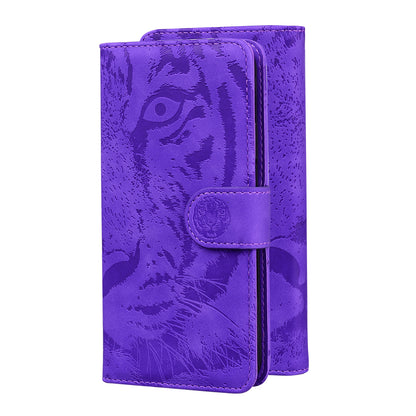 Drop-resistant Pure Color Tiger Imprint Pattern Leather Cover for iPhone 13 Pro 6.1 inch