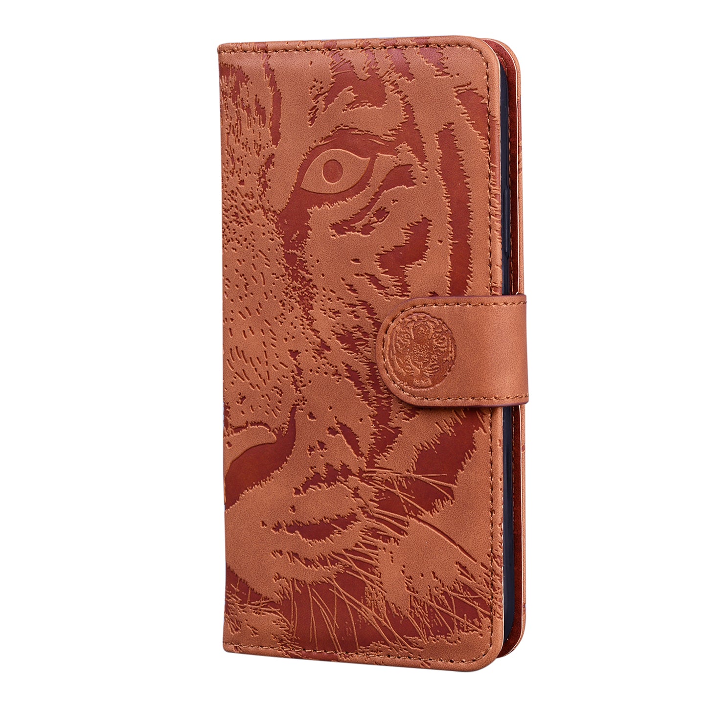 Drop-resistant Pure Color Tiger Imprint Pattern Leather Cover for iPhone 13 Pro 6.1 inch