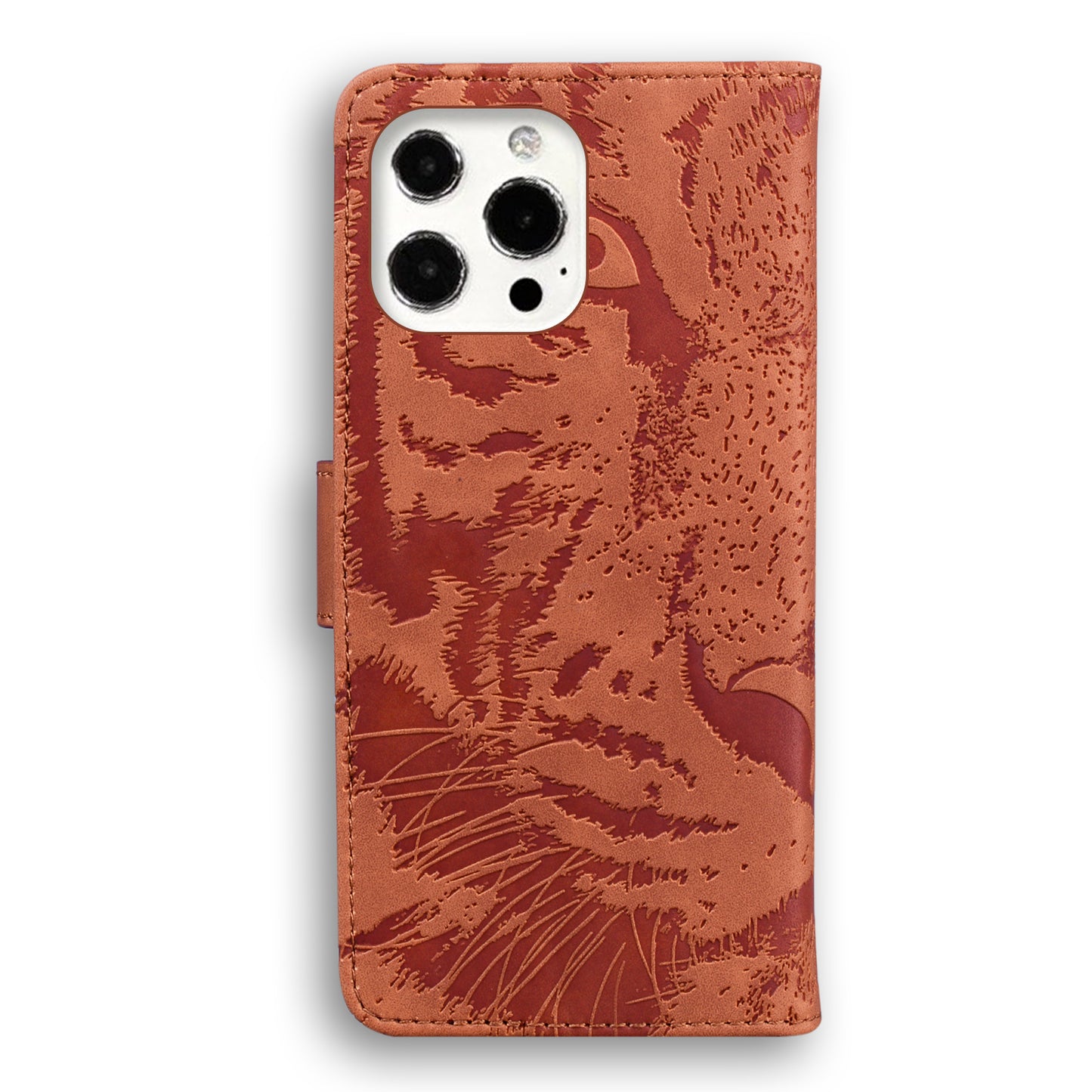 Drop-resistant Pure Color Tiger Imprint Pattern Leather Cover for iPhone 13 Pro 6.1 inch