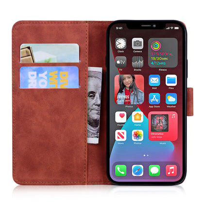 Drop-resistant Pure Color Tiger Imprint Pattern Leather Cover for iPhone 13 Pro 6.1 inch