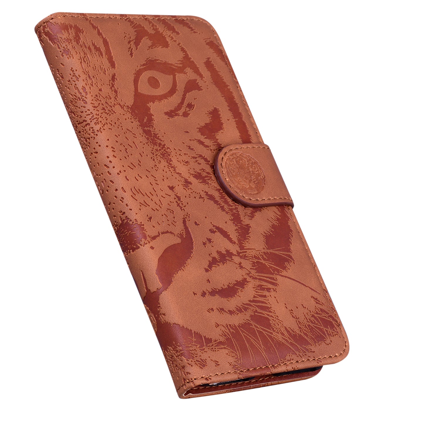 Drop-resistant Pure Color Tiger Imprint Pattern Leather Cover for iPhone 13 Pro 6.1 inch
