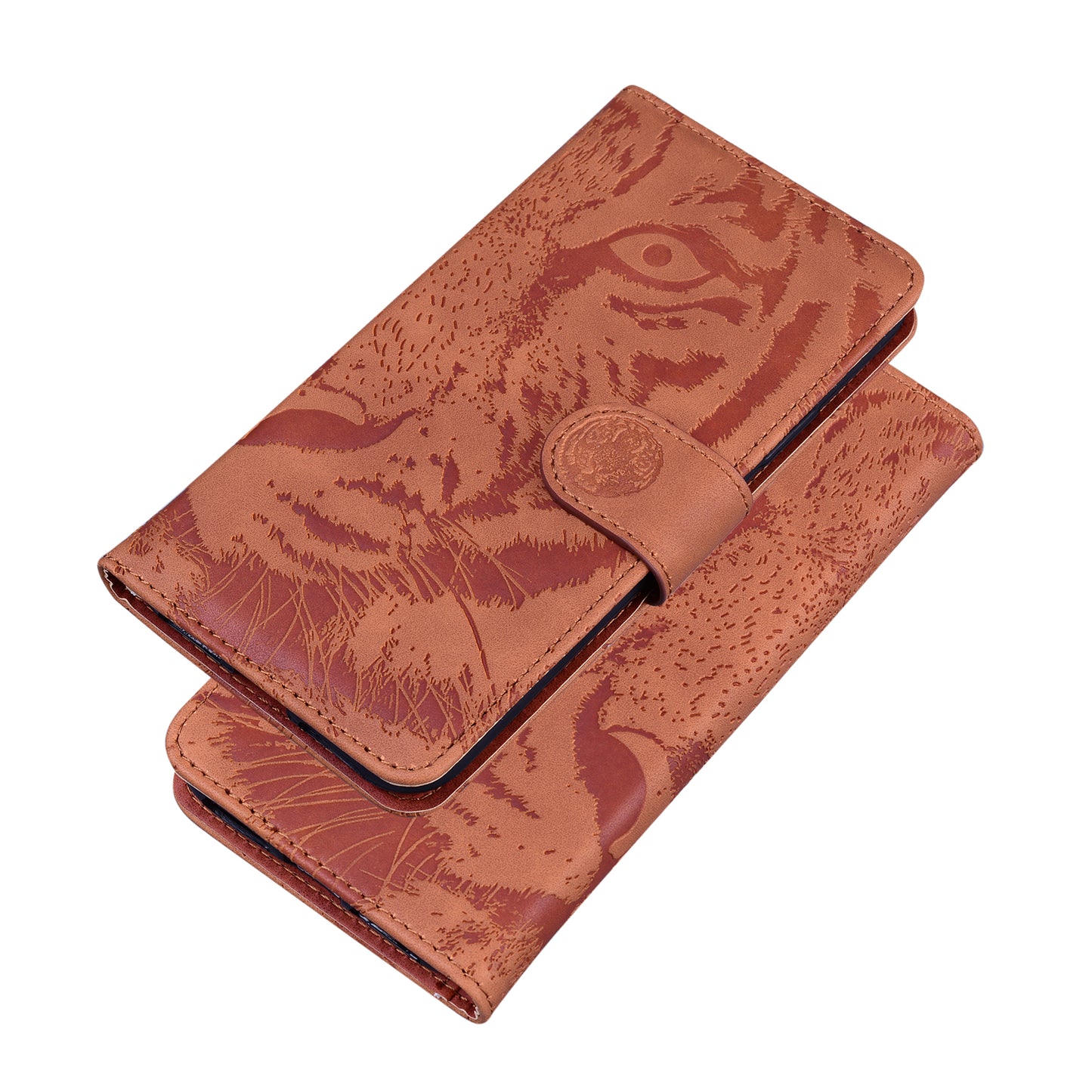 Drop-resistant Pure Color Tiger Imprint Pattern Leather Cover for iPhone 13 Pro 6.1 inch