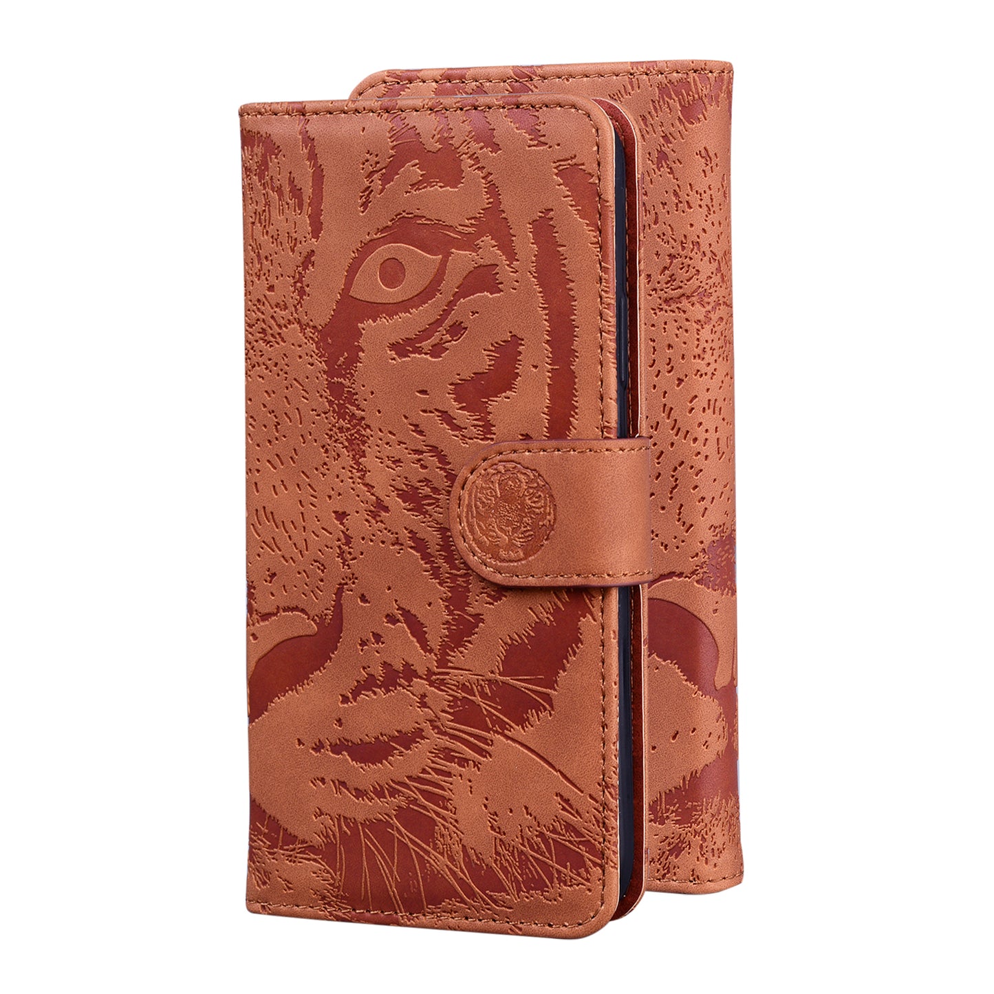 Drop-resistant Pure Color Tiger Imprint Pattern Leather Cover for iPhone 13 Pro 6.1 inch