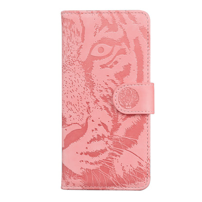 Drop-resistant Pure Color Tiger Imprint Pattern Leather Cover for iPhone 13 Pro 6.1 inch
