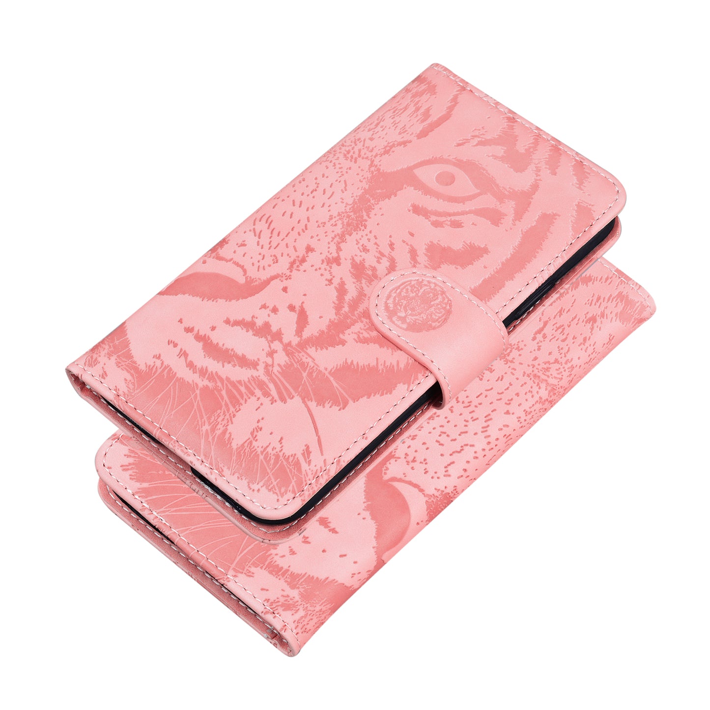 Drop-resistant Pure Color Tiger Imprint Pattern Leather Cover for iPhone 13 Pro 6.1 inch