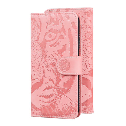 Drop-resistant Pure Color Tiger Imprint Pattern Leather Cover for iPhone 13 Pro 6.1 inch