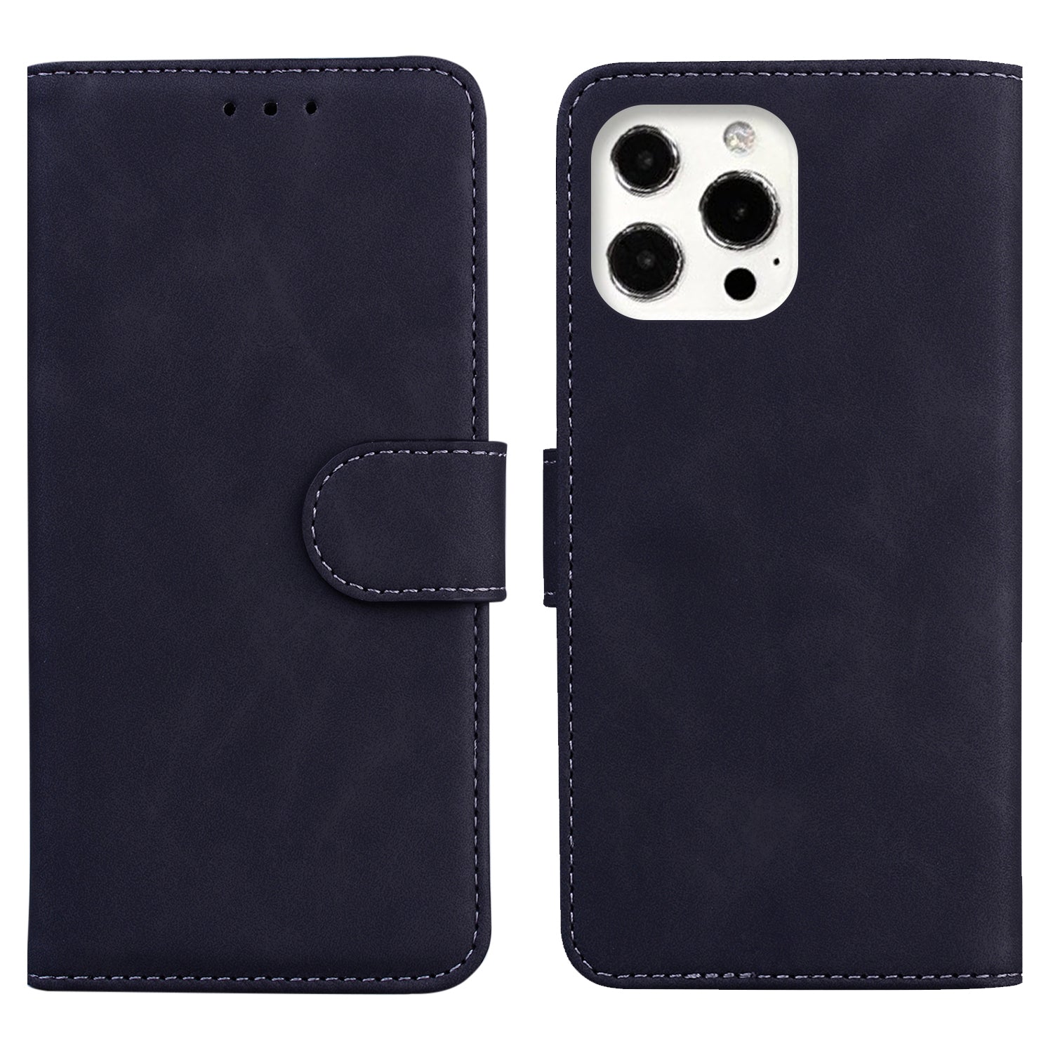 Anti-drop Pure Color Leather Phone Cover Case for iPhone 13 Pro Max 6.7 inch
