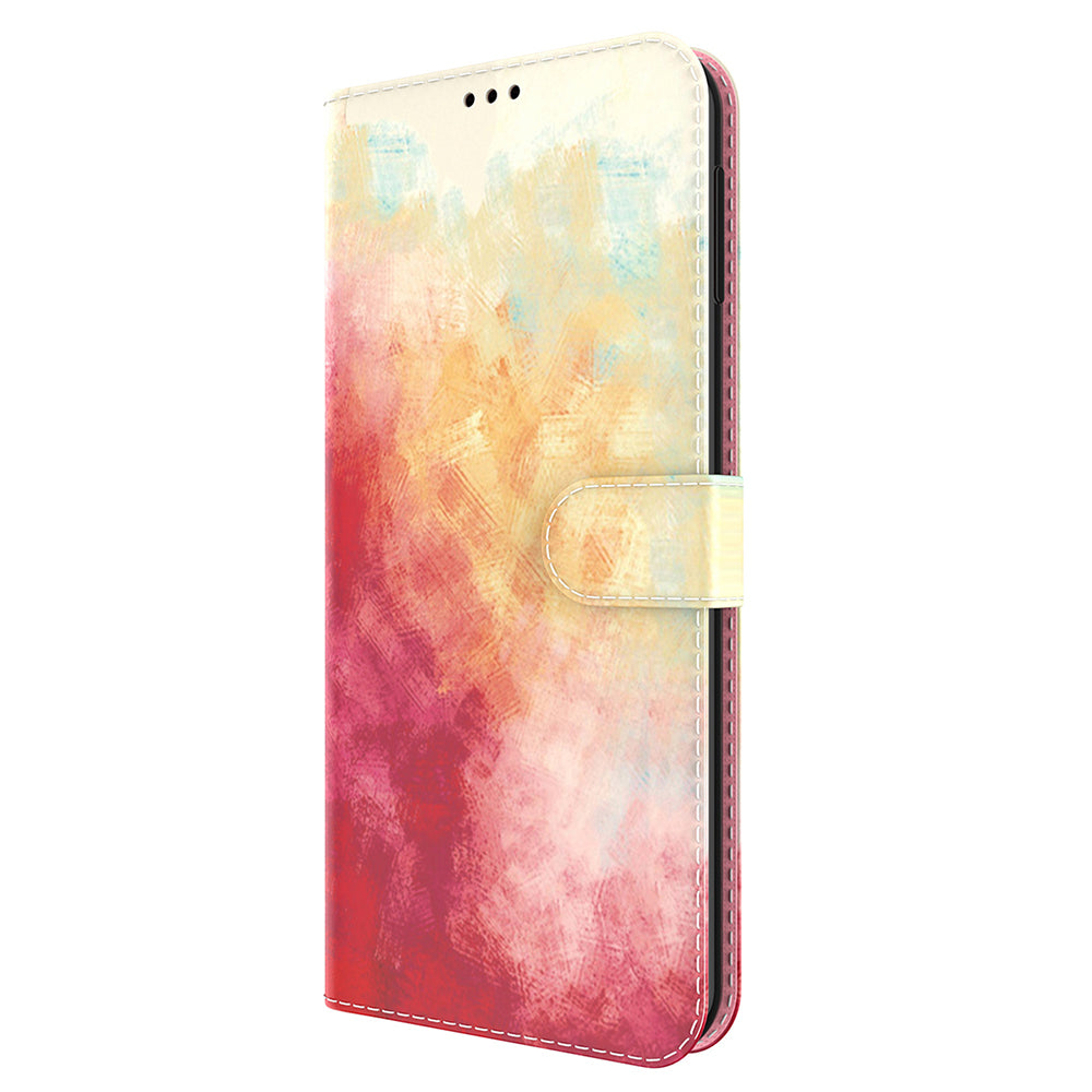 Watercolor Series PU Leather Wallet Magnetic Flip Stand Protective Case for iPhone 13 Pro 6.1 inch