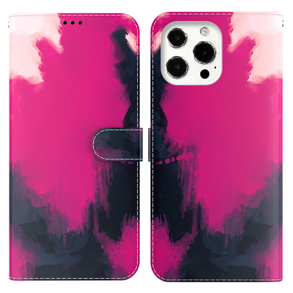 Watercolor Series PU Leather Wallet Magnetic Flip Stand Protective Case for iPhone 13 Pro 6.1 inch