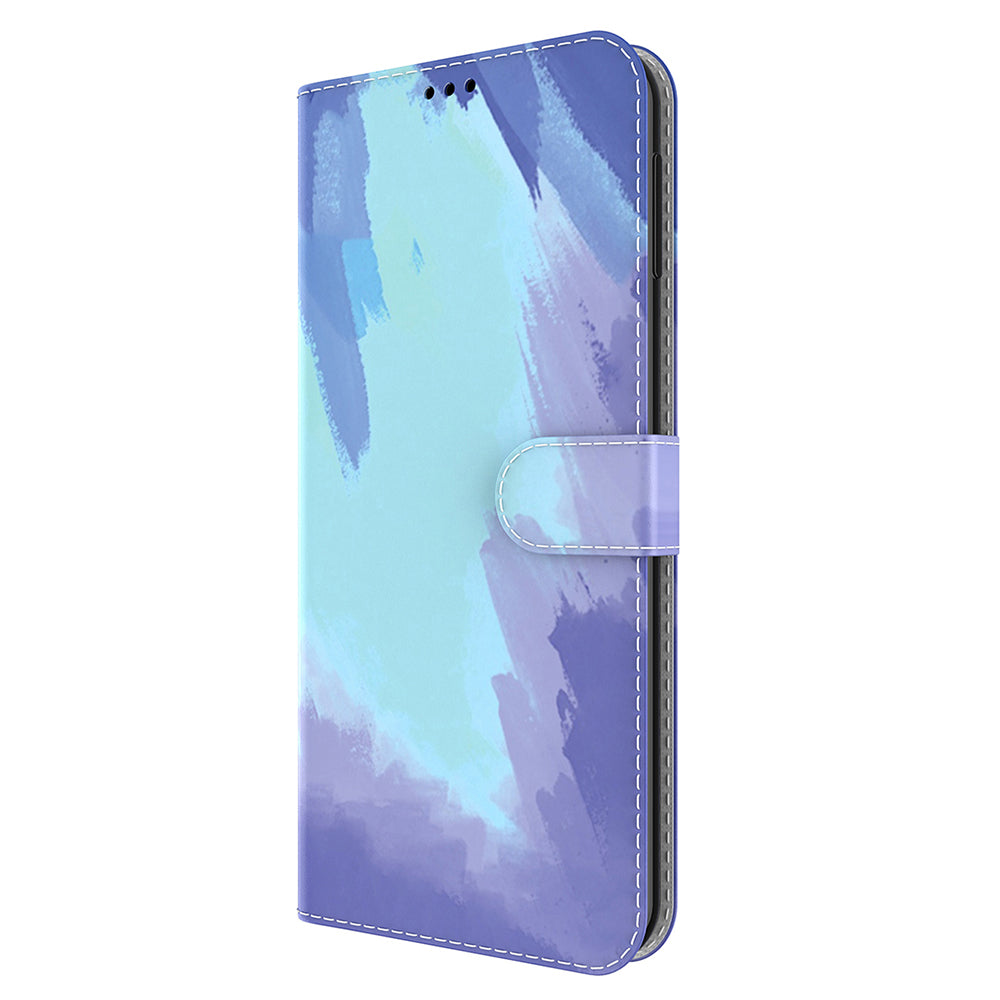 Watercolor Pattern Premium PU Leather Folio Flip Stand Phone Cover for iPhone 13 Pro Max 6.7 inch