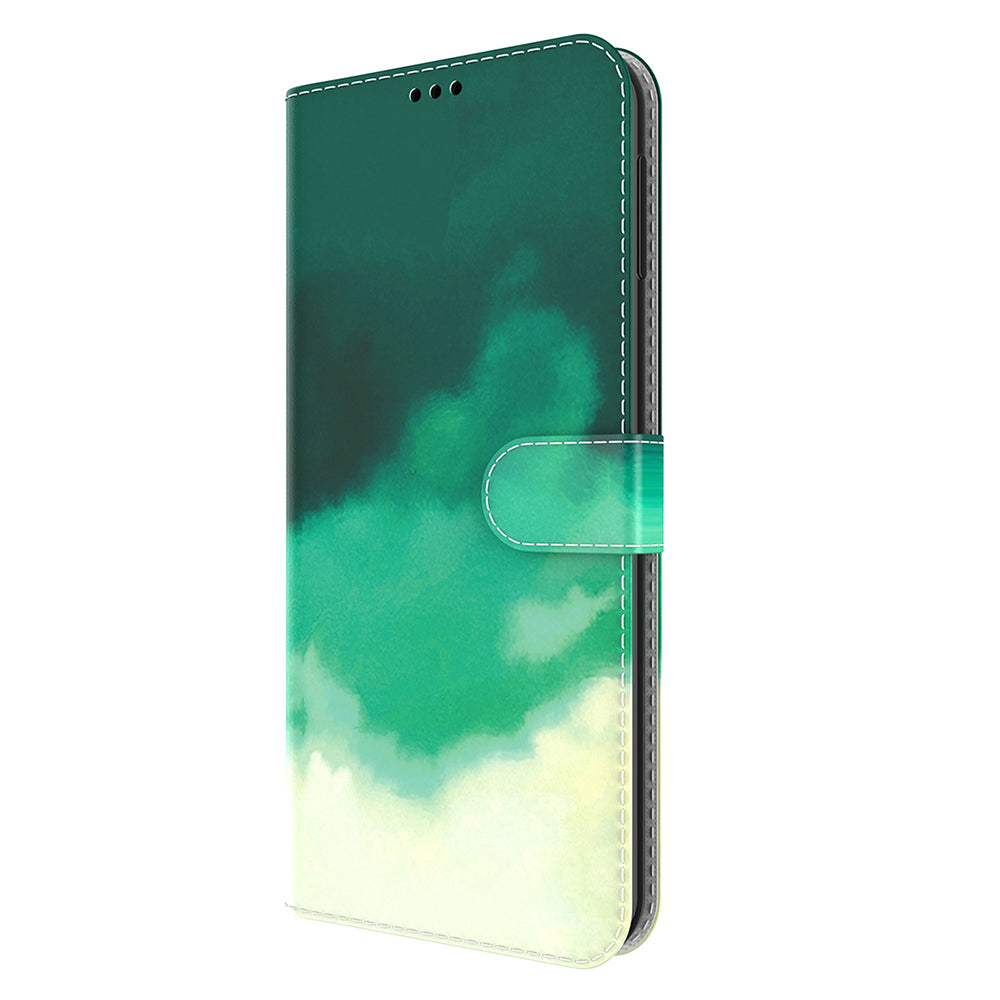 Watercolor Pattern Premium PU Leather Folio Flip Stand Phone Cover for iPhone 13 Pro Max 6.7 inch