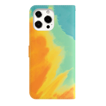 Watercolor Pattern Premium PU Leather Folio Flip Stand Phone Cover for iPhone 13 Pro Max 6.7 inch