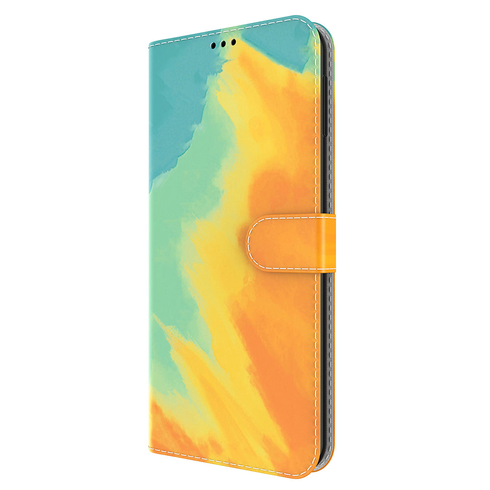 Watercolor Pattern Premium PU Leather Folio Flip Stand Phone Cover for iPhone 13 Pro Max 6.7 inch