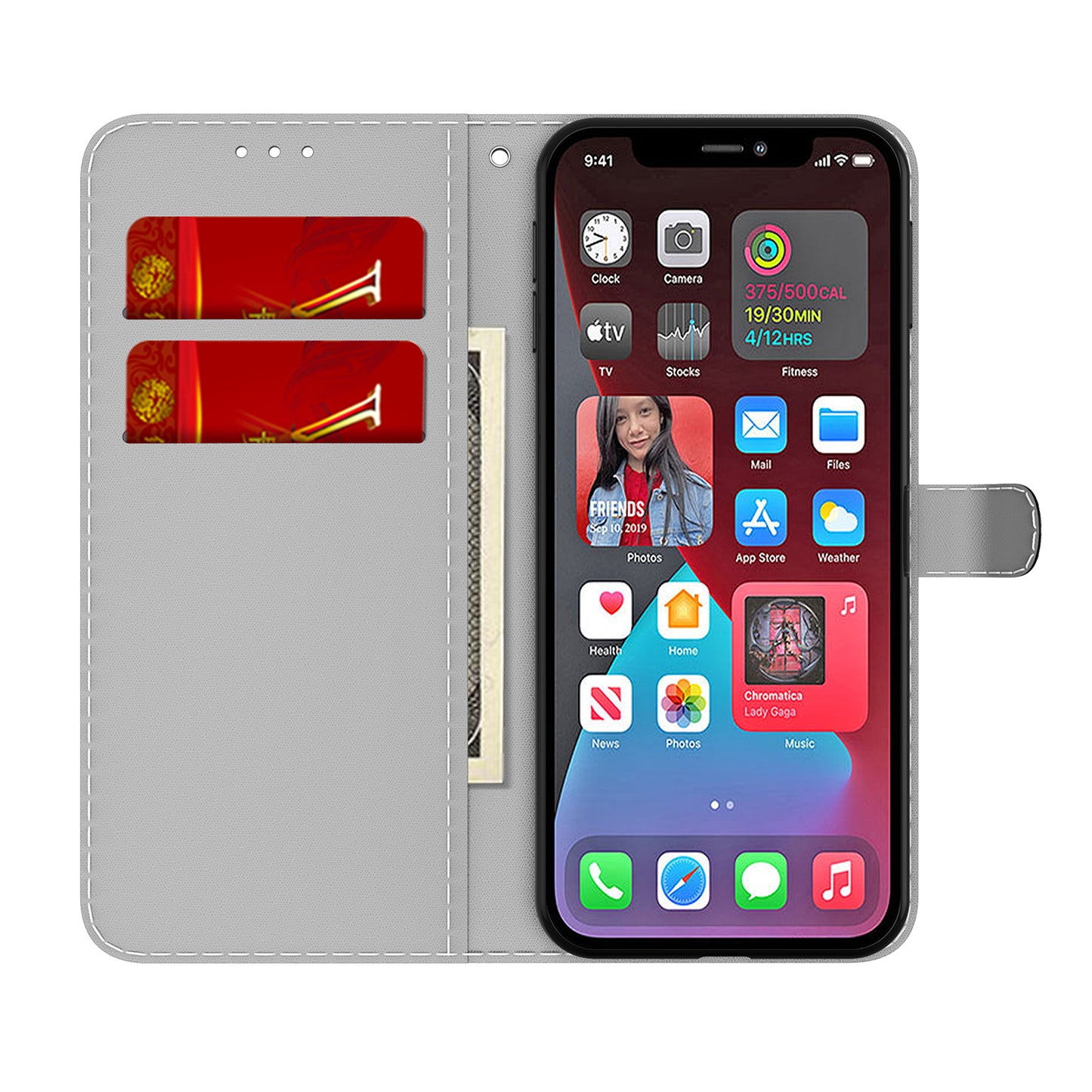 Watercolor Pattern Premium PU Leather Folio Flip Stand Phone Cover for iPhone 13 Pro Max 6.7 inch
