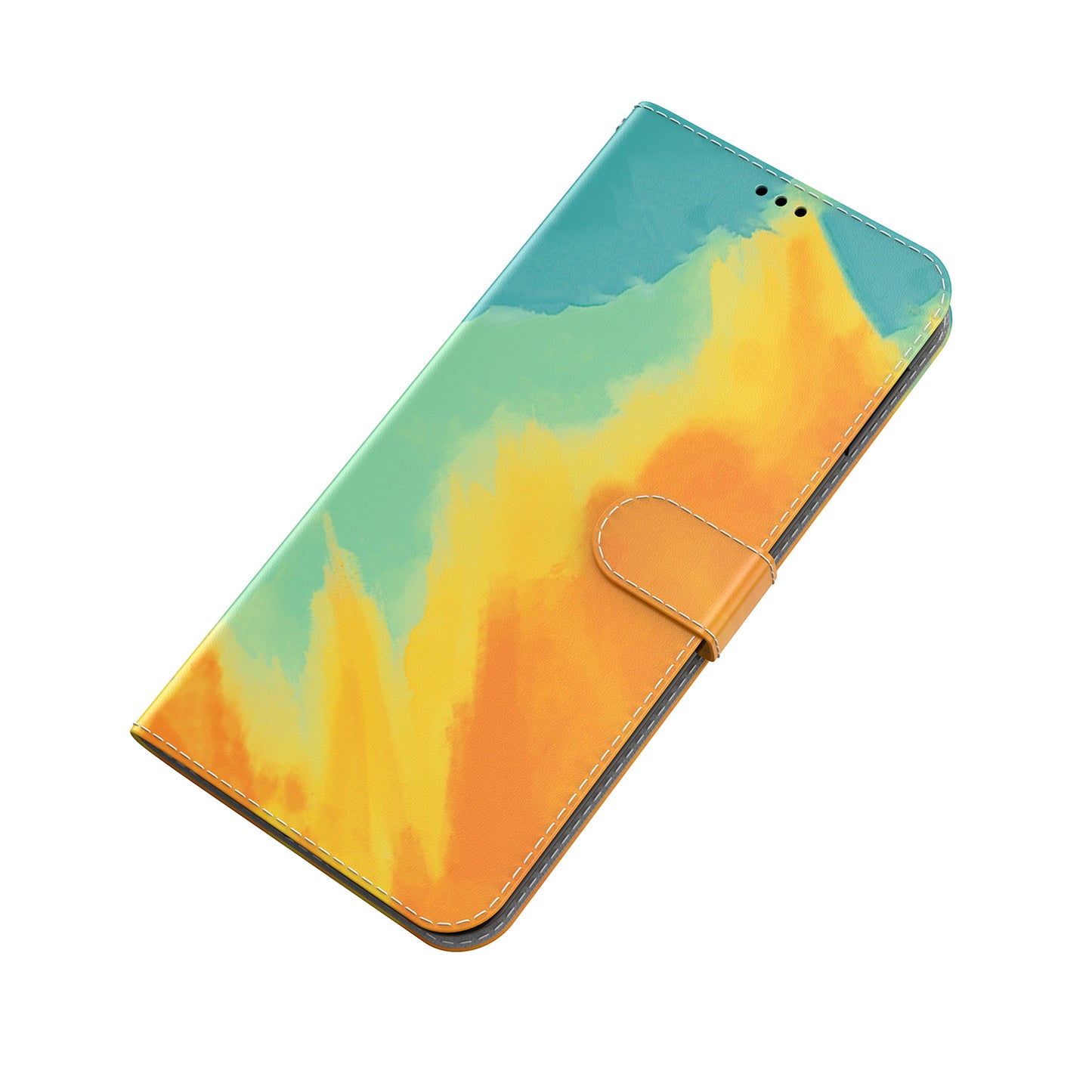 Watercolor Pattern Premium PU Leather Folio Flip Stand Phone Cover for iPhone 13 Pro Max 6.7 inch