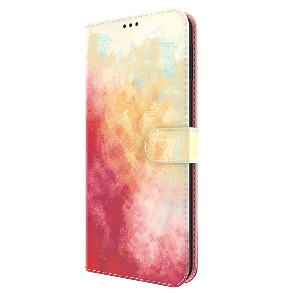 Watercolor Pattern Premium PU Leather Folio Flip Stand Phone Cover for iPhone 13 Pro Max 6.7 inch
