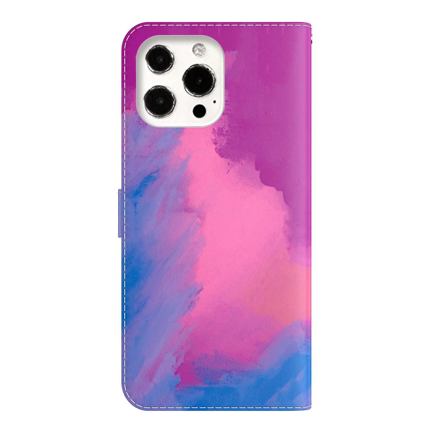 Watercolor Pattern Premium PU Leather Folio Flip Stand Phone Cover for iPhone 13 Pro Max 6.7 inch