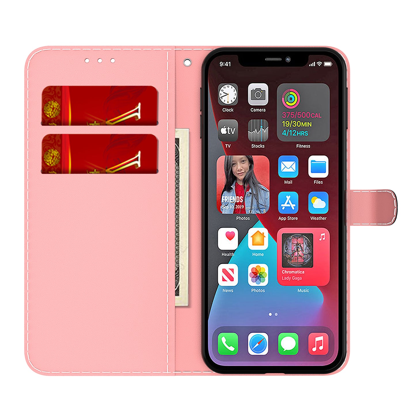 Watercolor Pattern Premium PU Leather Folio Flip Stand Phone Cover for iPhone 13 Pro Max 6.7 inch