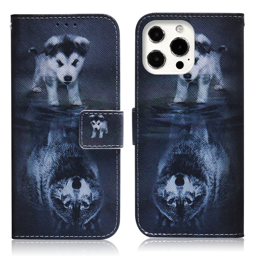 Full Body Heavy Duty Protection Pattern Printing Magnetic PU Leather Wallet Flip Stand Cover for iPhone 13 Pro Max 6.7 inch