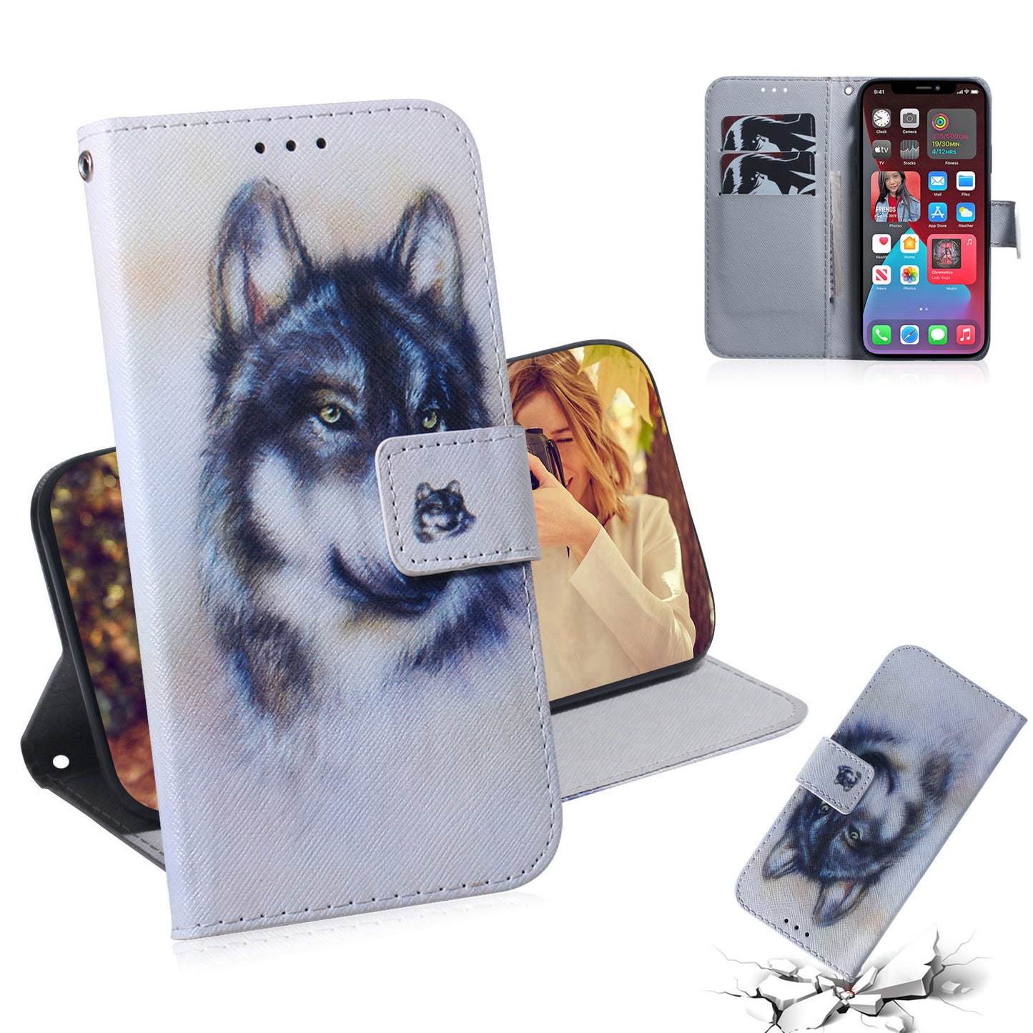 Full Body Heavy Duty Protection Pattern Printing Magnetic PU Leather Wallet Flip Stand Cover for iPhone 13 Pro Max 6.7 inch