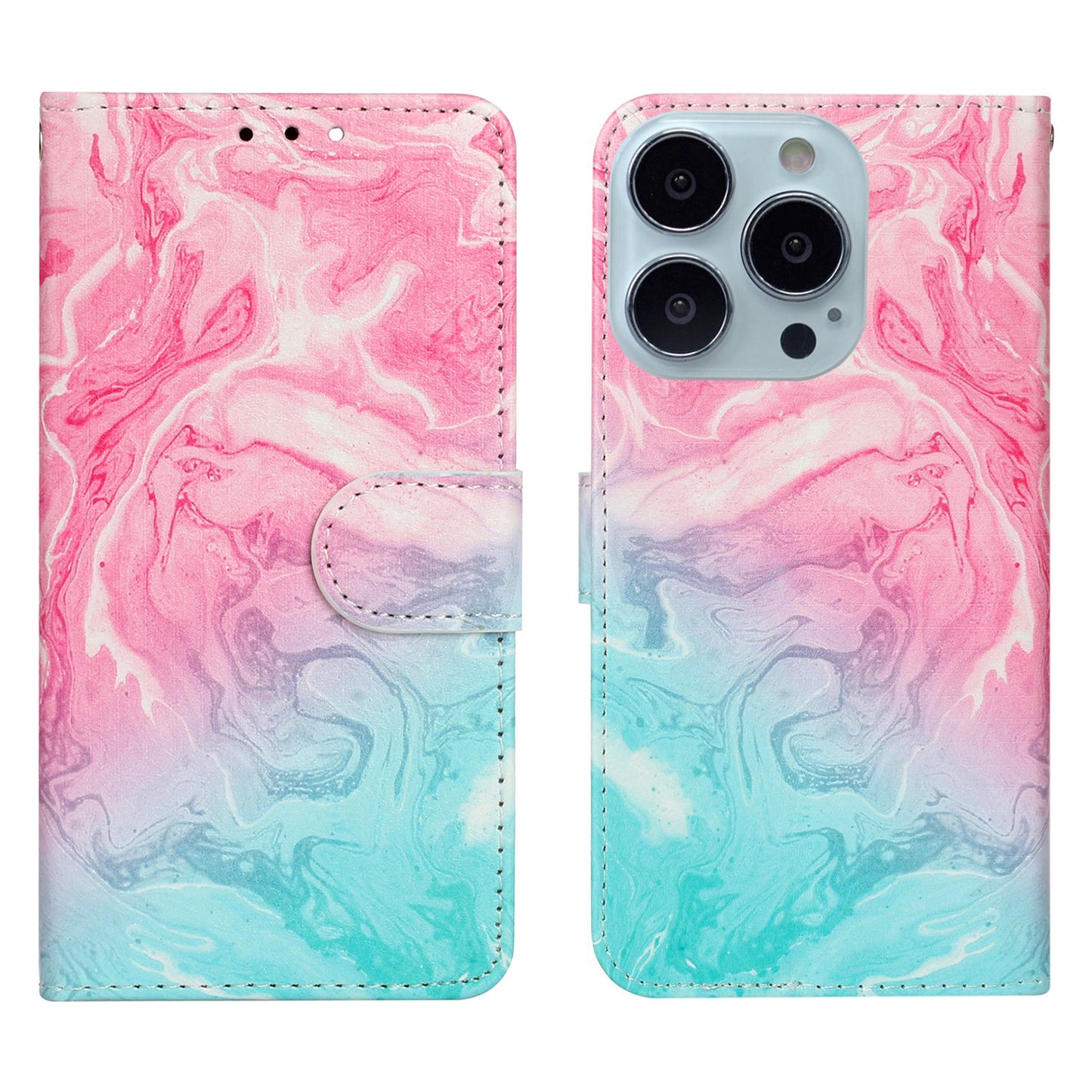 Pattern Printing Leather Wallet Stand Case Shell for iPhone 13 Pro Max 6.7 inch
