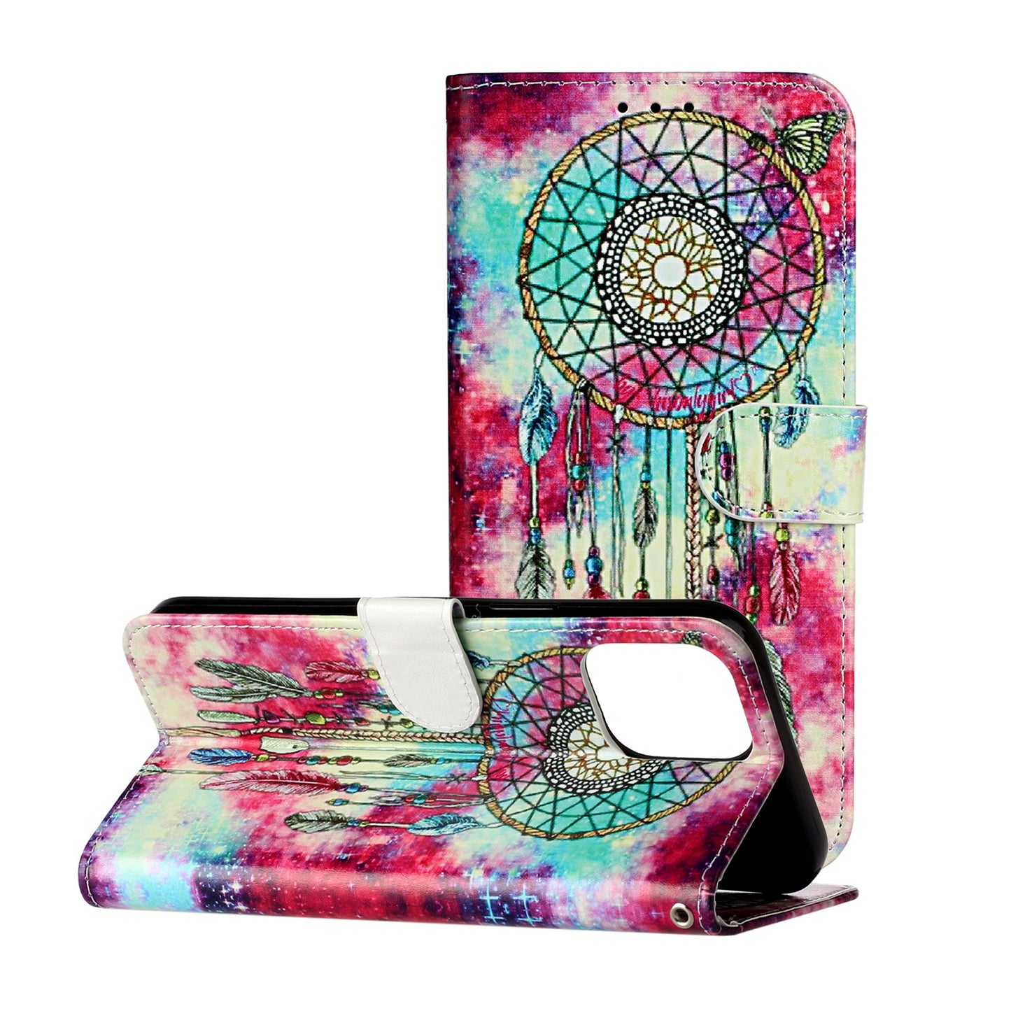 Pattern Printing Leather Wallet Stand Case Shell for iPhone 13 Pro Max 6.7 inch
