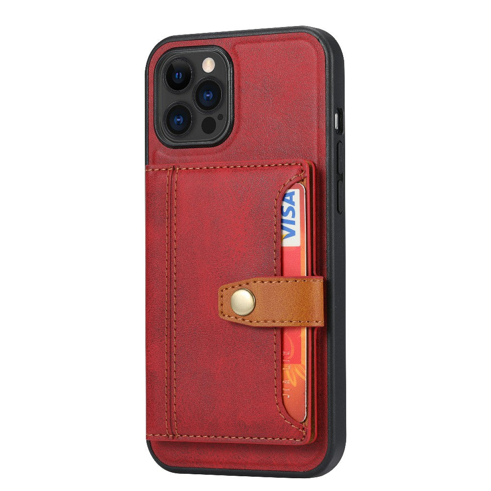 Card Slots Design PU Leather Coated TPU Phone Cover Hybrid Case with Kickstand for iPhone 13 Pro Max 6.7 inch