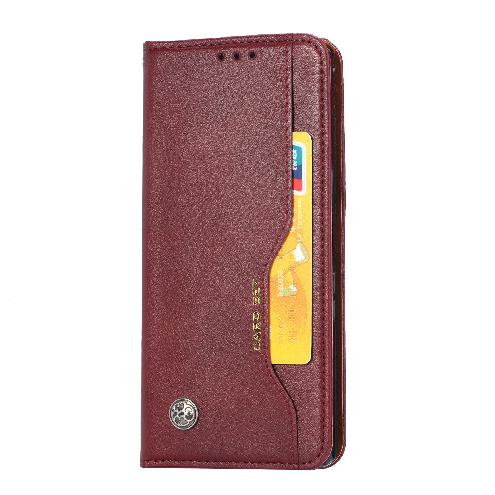 Auto-absorbed Wallet Stand Leather Phone Cover Case with Outer Card Slot for iPhone 13 Pro 6.1 inch