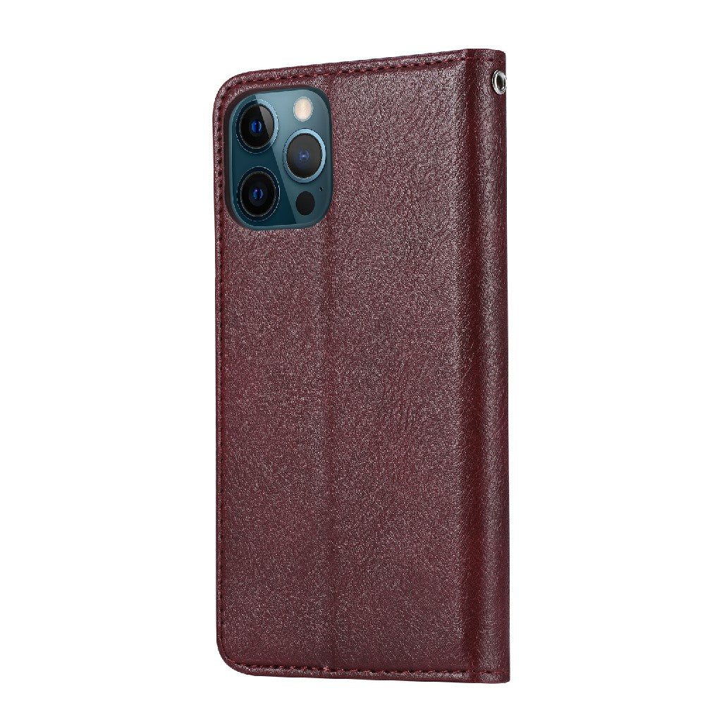 Auto-absorbed Wallet Stand Leather Phone Cover Case with Outer Card Slot for iPhone 13 Pro 6.1 inch